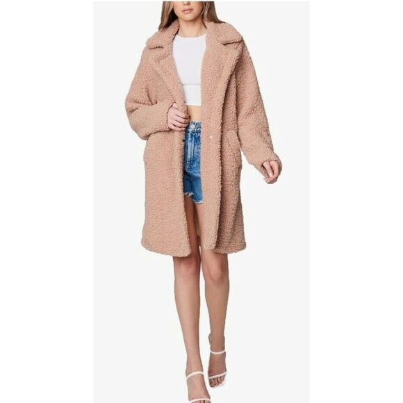 Blank NYC Womens Long Teddy Coat - Camel‎ - 3X - NWT - Picture 1 of 6